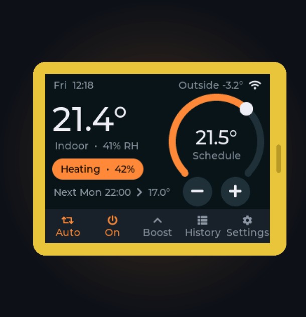 CYD Smart Thermostat touchscreen and web app